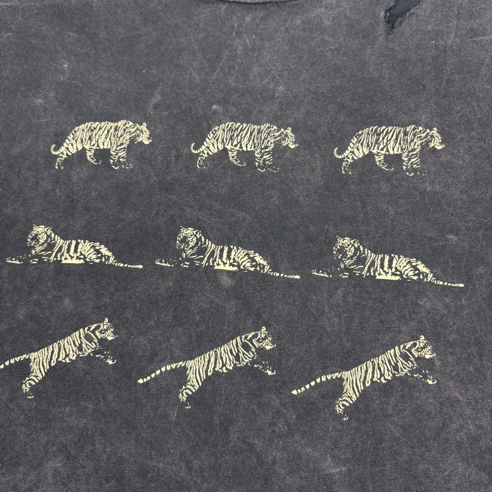 Vintage Canvas Distressed Tiger Graphic Tee Small Acid Wash Grunge‎ Goth - Picture 4 of 11